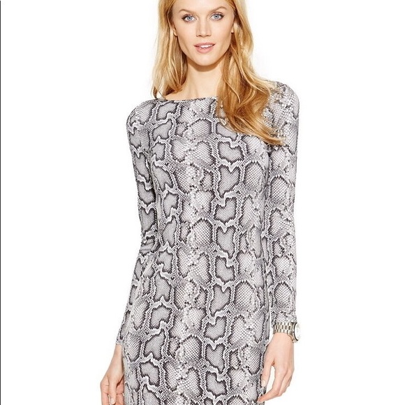 Michael Kors Snake Skin Print Dress w/Bottom Band